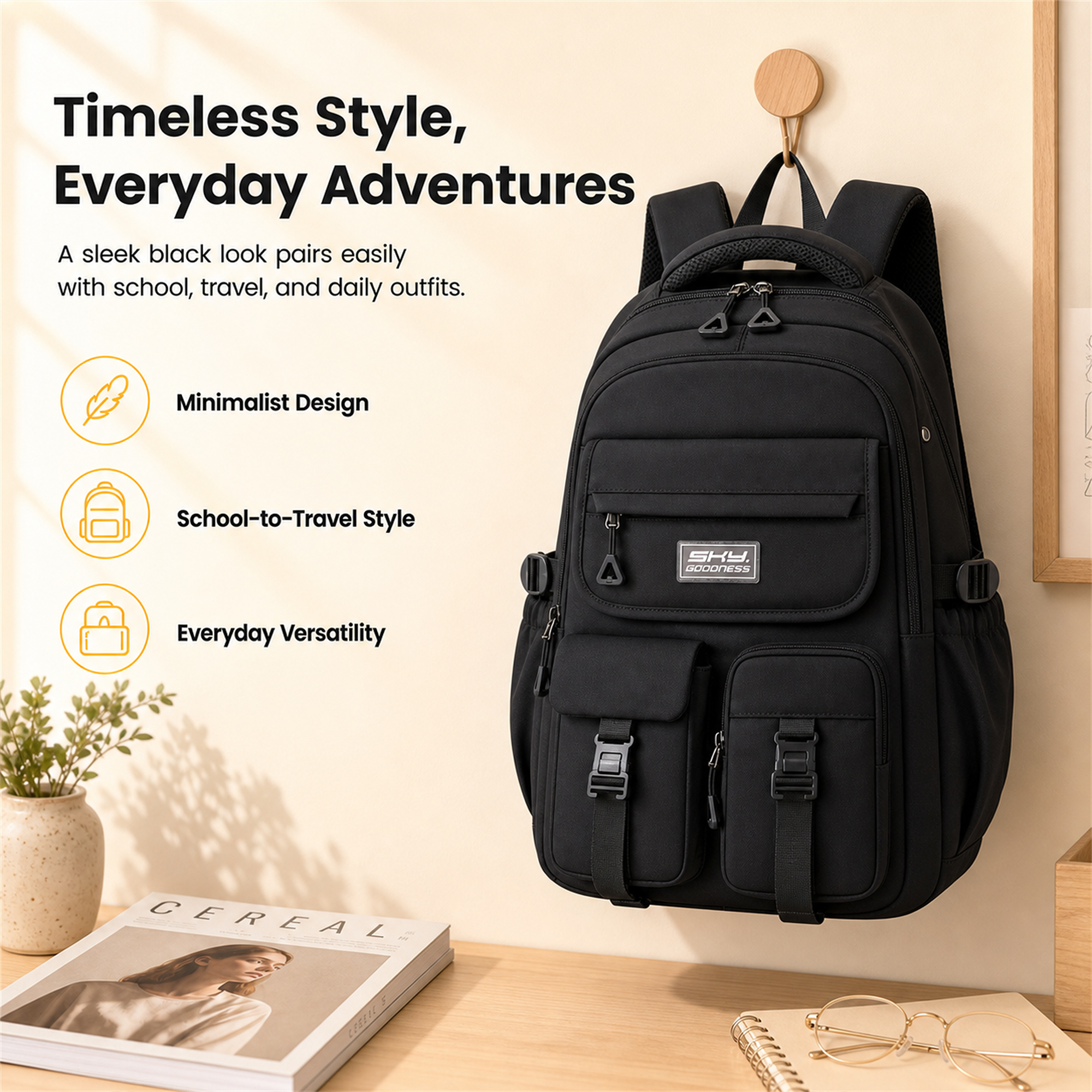 Mochila infantil de gran capacidad con múltiples bolsillos, diseño ergonómico y liviano, resistente al agua para estudiantes 5