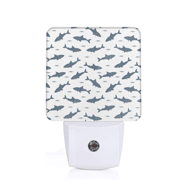 Balery Cute Shark Luz Nocturna LED con Sensor Automático, Enchufe con Sensor Crepuscular, Luz Suave de 0.5W para Dormitorio, Pasillo, Baño-EU