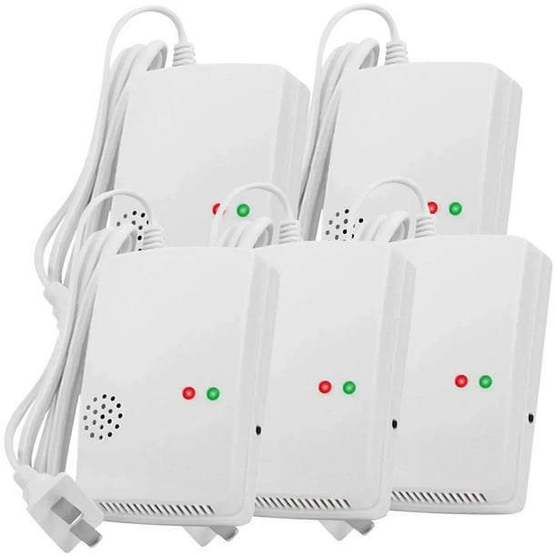 Detector de Gas VentDepot DetectoGas 5 Pieza Gas Alarma 85dB 15% LEL 220V 50Hz CA Blanco.