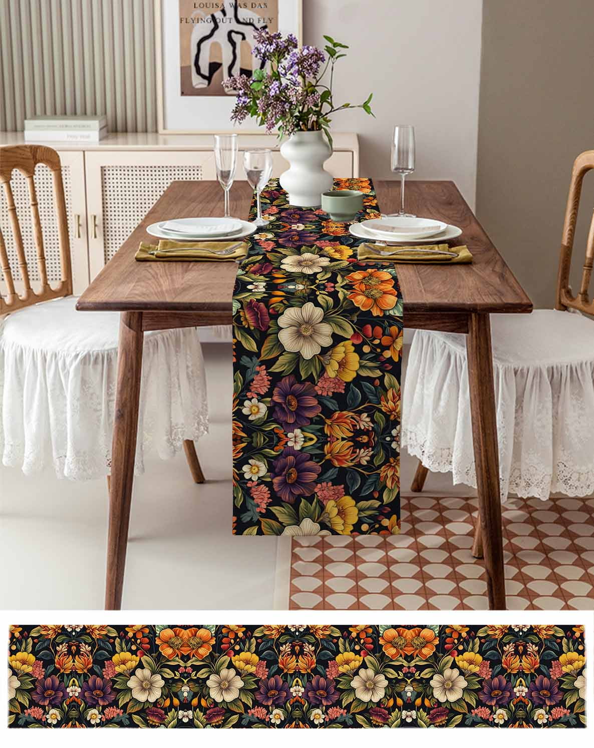 Orange Flower Burlap Cotton Table Runner 18x72 Inches Long, Sunflower  Watercolor Plant Floral Leaf Farmhouse Table Runners, Outdoor Dining  Tablecloths Decor for Baby Shower/Party/Wedding - Walmart.com, image size:1186x1494