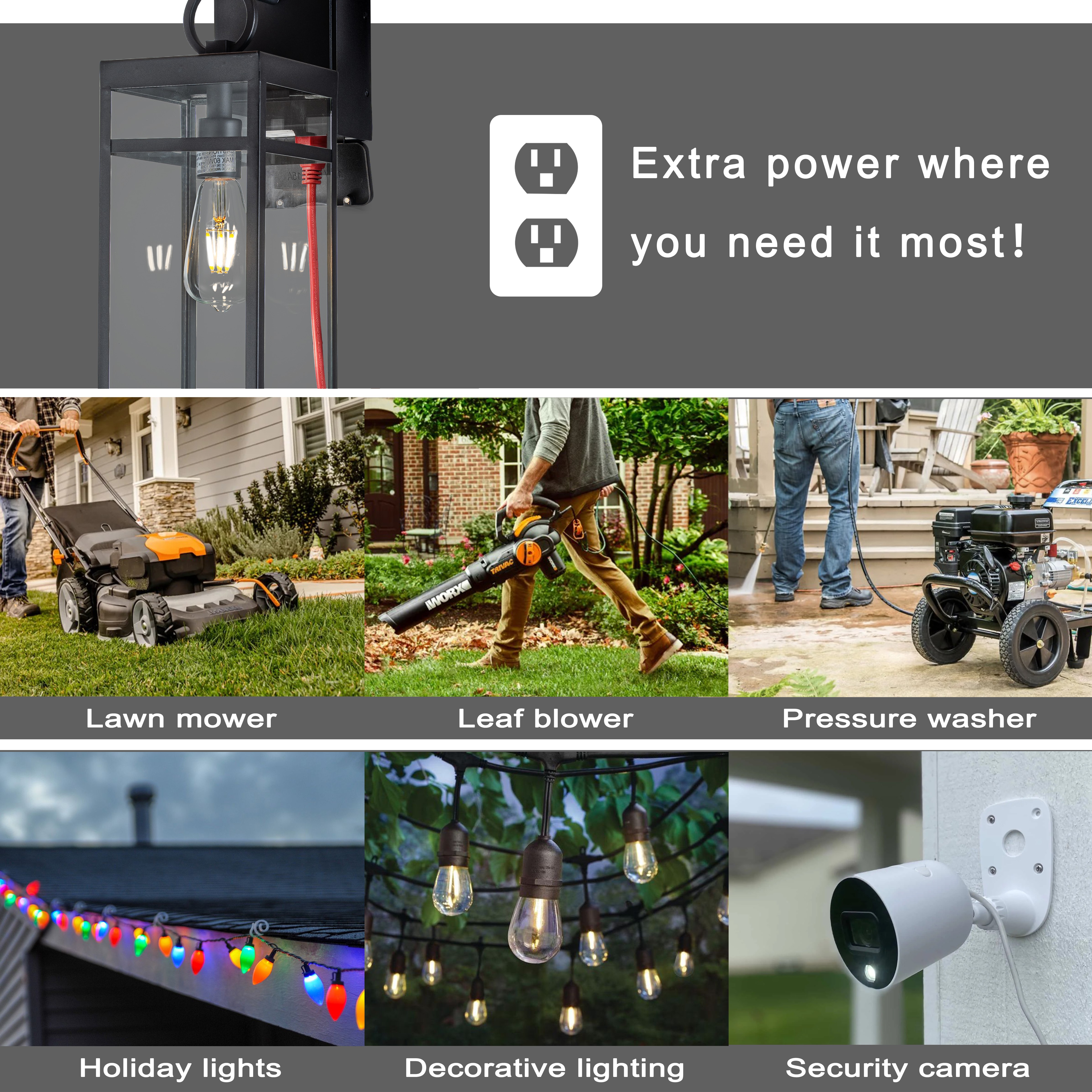 1 Light Black Dusk to Dawn Sensor Outdoor Wall Lantern Coach Sconces Light with Clear Glass and built-in GFCI Outlets