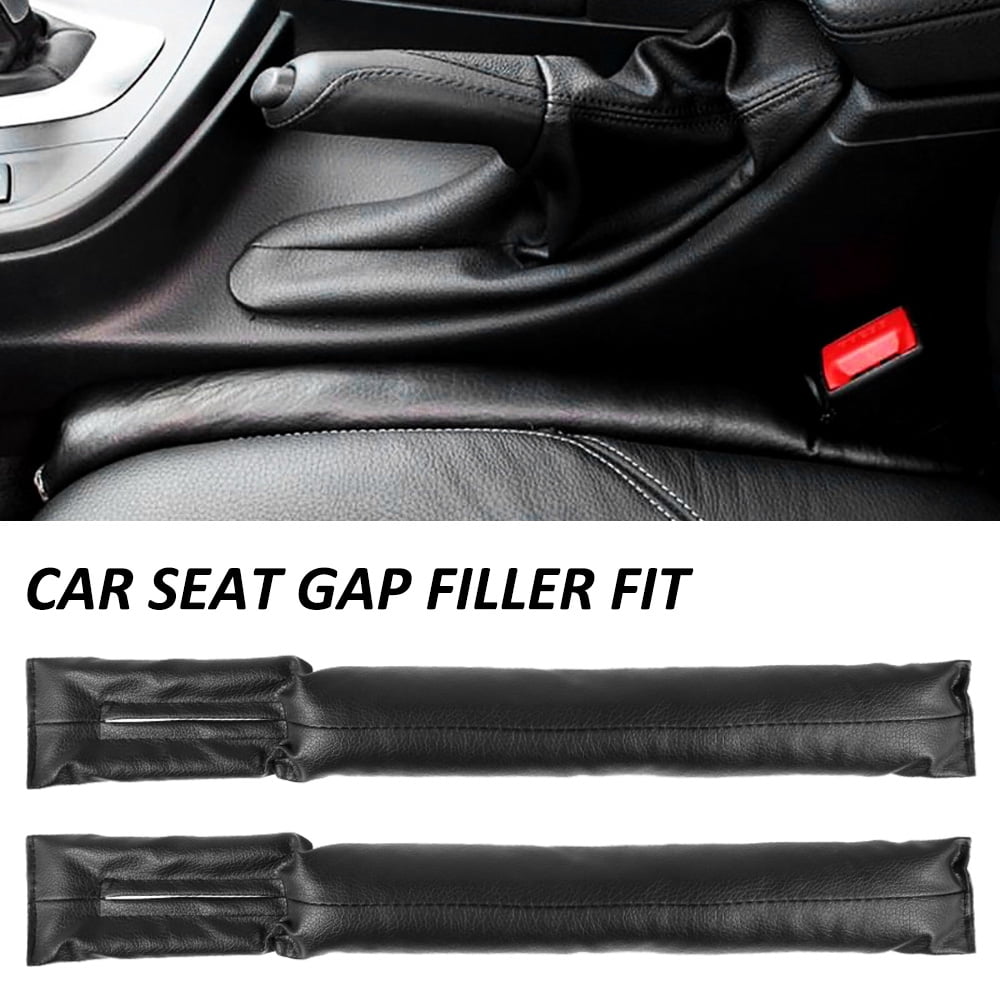 No More Dropping or Losing Things MEETOZ 2pcs Car Seat Gap Filler Hand Brake Gap Filler Pad PU Leather for All Vehicles Black