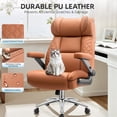 thumbnail image 3 of FASTES Leather Office Chair Big and Tall Desk Office Chair, 500lbs Computer Chair Ergonomic Extra Wide Gaming Chair with Adjustable Lumbar Support 5D Flip Arms,Brown, 3 of 10