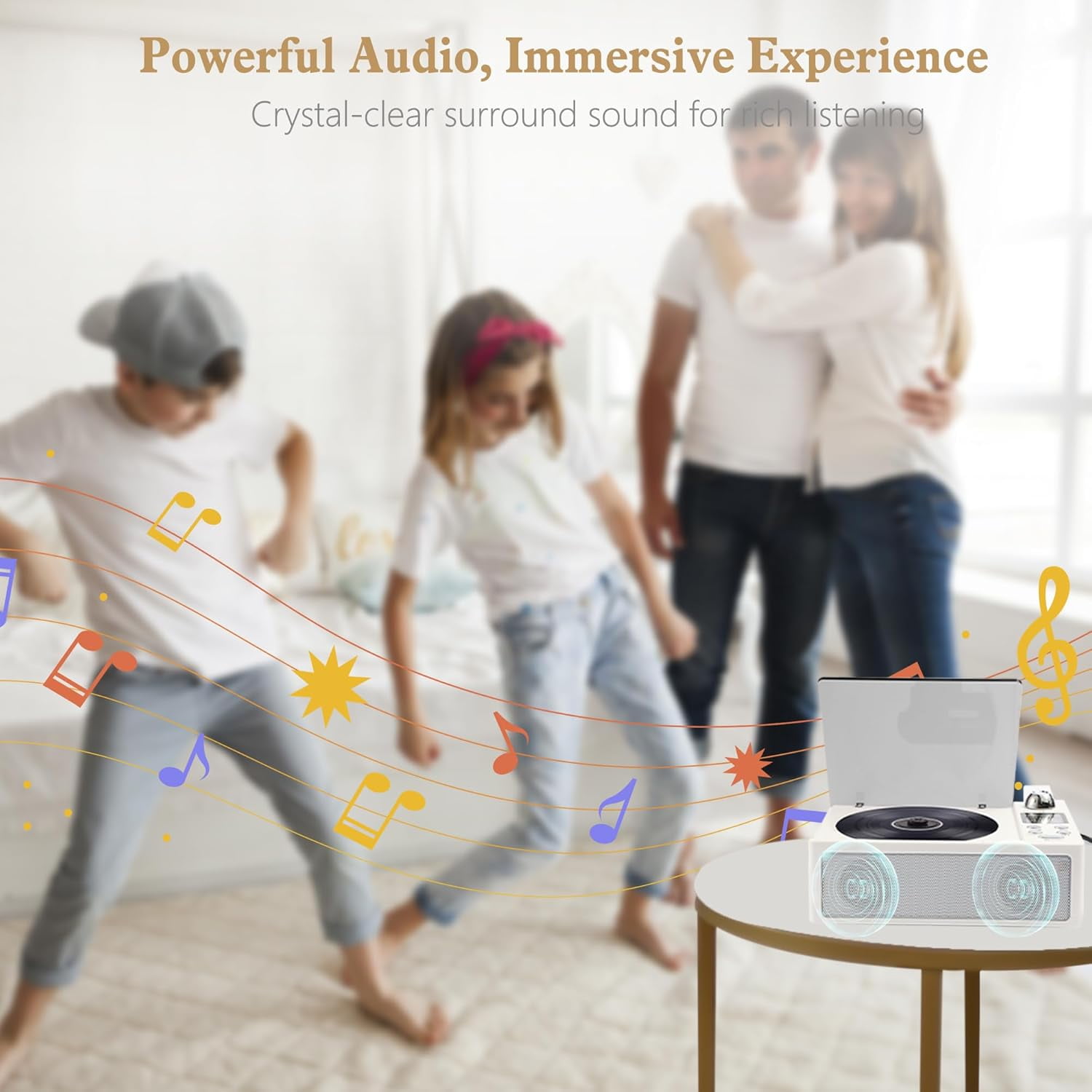 CD Player Boombox with LCD Screen Display, Bluetooth Rechargeable Boombox with CD-R/RW/MP3 Playback, Desktop CD Music Players for Home, Dual Stereo Sound, FM Radio/AUX/USB/TF