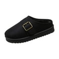 thumbnail image 2 of SUNVIT Womens Winter Fall Slippers - Warm Fleece Lined, Anti-Slip Sole, Mule Style with Metal Buckle, Black, Indoor Outdoor Use for Women,Size 40, 2 of 9