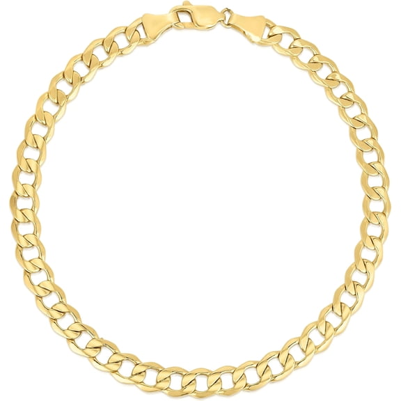 Floreo 10k Yellow Gold 6.5mm Hollow Cuban Curb Link Bracelet - 8 Inch