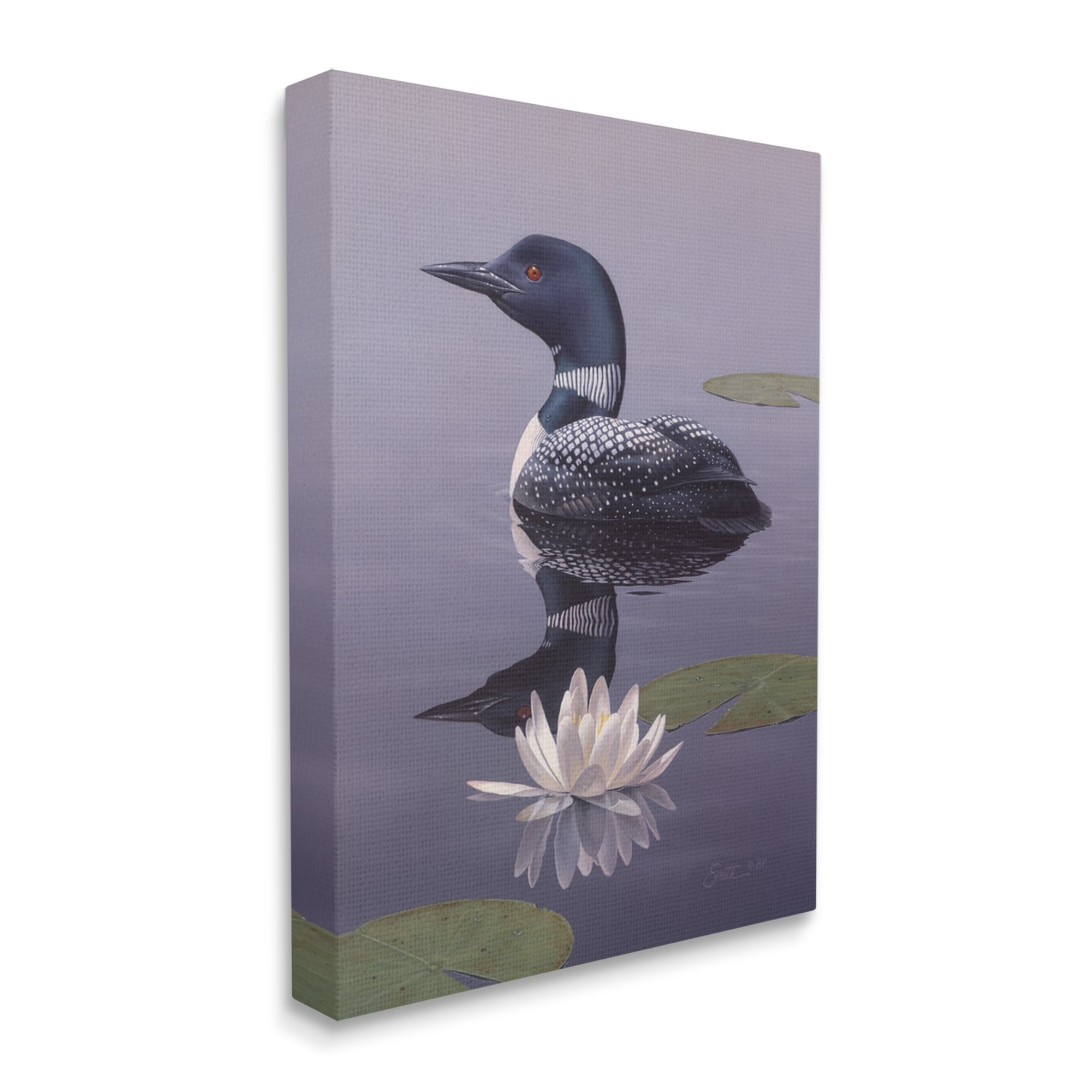 Stupell Industries Duck Swimming Pond Lily Pads Animals & Insects Painting Gallery Wrapped Canvas Print Wall Art