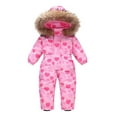 thumbnail image 2 of ATOGUTA Girls Hooded Snowsuit Ski Jackets Jumpsuits Overalls for Skiing Snowboarding Size 1T-6, Hot Pink, 2 of 6