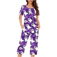 thumbnail image 2 of JOANKDMI 2 Piece Sleepwear PJs Outfit Womens Cute Ghost Lightweight Spiderweb Print Pajama Costume for Halloween Party Roleplay Novelty Loungewear Suit Clothing, S-3XL, 2 of 6