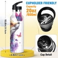 thumbnail image 2 of Kids Insulated Stainless Steel Sports Water Bottle 600ml (20oz) Fox and Butterflies, 2 of 6