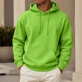thumbnail image 2 of UDAUDU Mens Fleece Hoodie Long Sleeves Casual Pullover Drawstring Hooded Sweatshirt with Kangaroo Pocket Cozy Basic Hoodies for Men Light Green S, 2 of 8
