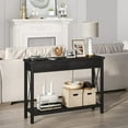 thumbnail image 3 of 43" Farmhouse Entryway Table, Rustic 2-Tier Wood Console Table with Shelf, Sofa Table for Living Room, Hallway, or Foyer, Black, 3 of 8
