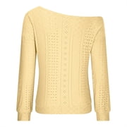 Womens Long Sleeve T Shirts Long Sleeve Tops Women Skew Collar Blouses Long Sleeve Long Sleeve Skew Collar Blouses