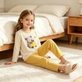 thumbnail image 7 of Spazoro Toddler Kids Girls 2PC 100% Cotton Ouifit Sets, Long Sleeve Bear Print Soft & Comfy Fall Winter Casual Shirts and Pants for Loungewear Yellow Size 6-7, 7 of 7