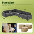 thumbnail image 3 of Modern L-Shaped Sectional Sofa, 6 Seats Modular Couch With Storage Console Cup Holders USB Charging Ports For Living Room Apartment Office, 3 of 14