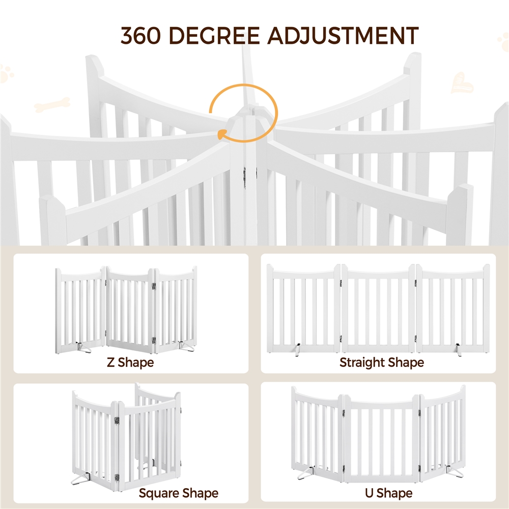 Yaheetech 24" Tall Freestanding Wooden Fence with Door, White