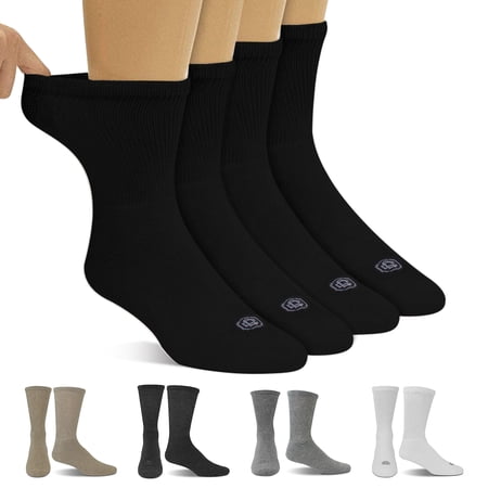 Doctor's Choice Diabetic Socks for Men and Women, Seamless Socks with Non Binding Top, 4 Pairs, Large Mens Shoe Size 8-12, Womens XL Shoe Size 10-13, Black