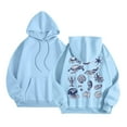 thumbnail image 4 of Wang6 White Graphic Hoodies for Womens Causal Loose Fit Back Sea Creatures Printed Pullover Sweatshirts Trendy Fall Long Sleeve V Neck Tops with Pockets Sky Blue M, 4 of 4