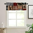 thumbnail image 3 of Retro Rustic Valance,Vintage Bear Deer Hunting Wildlife Blackout Curtain Valance,Black Red Plaid Check Western Country Short Window Treatments for Bedroom Living Room Kitchen,54x18in, 3 of 6