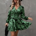 thumbnail image 5 of Women's Floral Chiffon Short Skirt A-line Long Sleeve Country Dress, 5 of 9