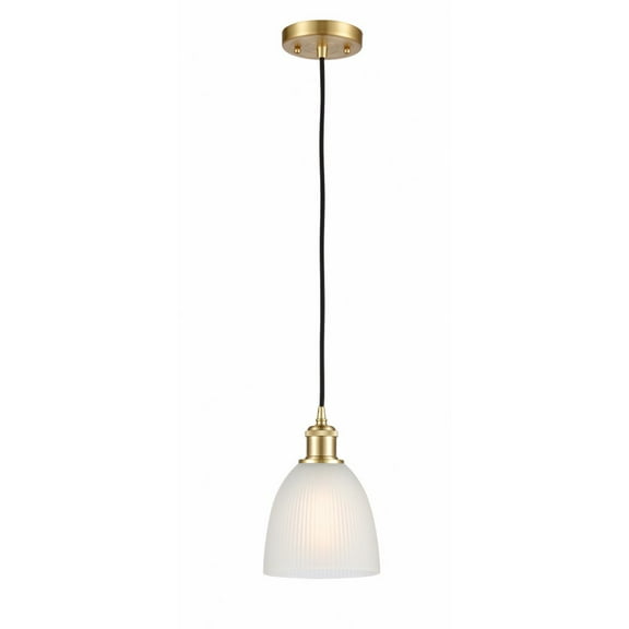 516-1P-SG-G381 Innovations Lighting Castile - 1 Light Cord Hung Mini Pendant In Industrial Style-9 Inches Tall and 6 Inches Wide-Satin Gold