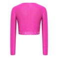 thumbnail image 6 of Aislor Girls Sparkly Gymnastics Lyrical Ballet Dance Shirt Long Sleeve Rhinestones Figure Skating Crop Top Hot Pink 12, 6 of 7