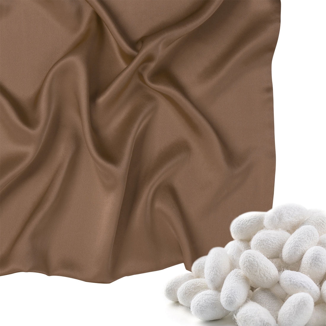 Unique Bargains 2-Pack 19 Momme 100% Silk Pillowcases Coffee Color King