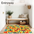 thumbnail image 3 of ODIKA 8'x10' Machine Washable Non-Slip Area Rug, Whimsical Letter and Shape Mosaic with Bold Primary Tones High Traffic Rug with Pad, Yellow, 689603, 3 of 8