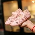 thumbnail image 5 of Pink Girls Mary Jane Floral Sandals Adjustable PU Faux Leather Non-Slip Dress Shoes for Kids Little Kid Big Kid Summer,Size 6, 5 of 9