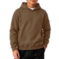 thumbnail image 4 of BLVB Boys Hoodies Casual Solid Color Pullover Long Sleeve Hooded Sweatshirt Kids Fall Clothes 4-15 Years(Coffee,8-9Years), 4 of 6