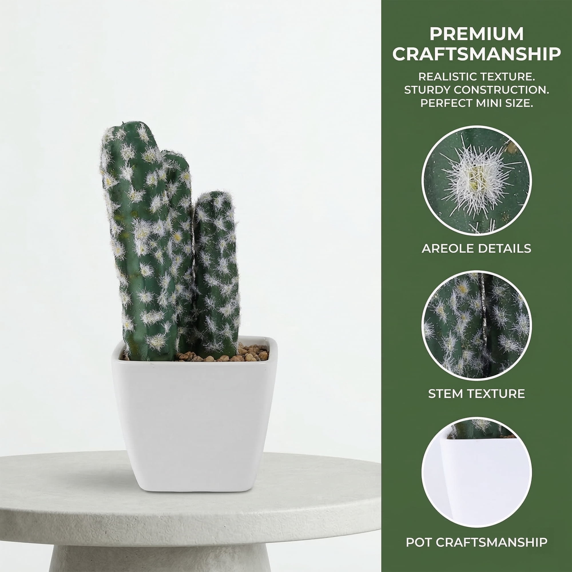 Unique Bargains Artificial Cactus Plant Pot Three-Headed Cactus 3.5"L x 3.5"W x 6.3"H