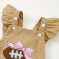 thumbnail image 6 of FYDUU Newborn Football Outfit Sleeveless Romper Baby Girl Bodysuit Overalls Infant Football Onesie Bodysuit With Headband Set Vintage Halloween, 6 of 9