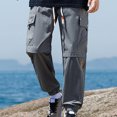 thumbnail image 6 of UVEASISHA Casual Cargo Pants for Men Big and Tall Drawstring Wide Leg Pants Elastic Waist Loose Fit Work Pants Lightweight Fashion Multiple Pockets Hiking Pants Gray M, 6 of 8