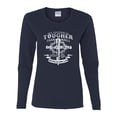 thumbnail image 2 of Wild Bobby, My Savior Is Tougher Than Nails Revelation 1:18, Inspirational Christian, Women Graphic Long Sleeve Tee, Navy, Medium, 2 of 5