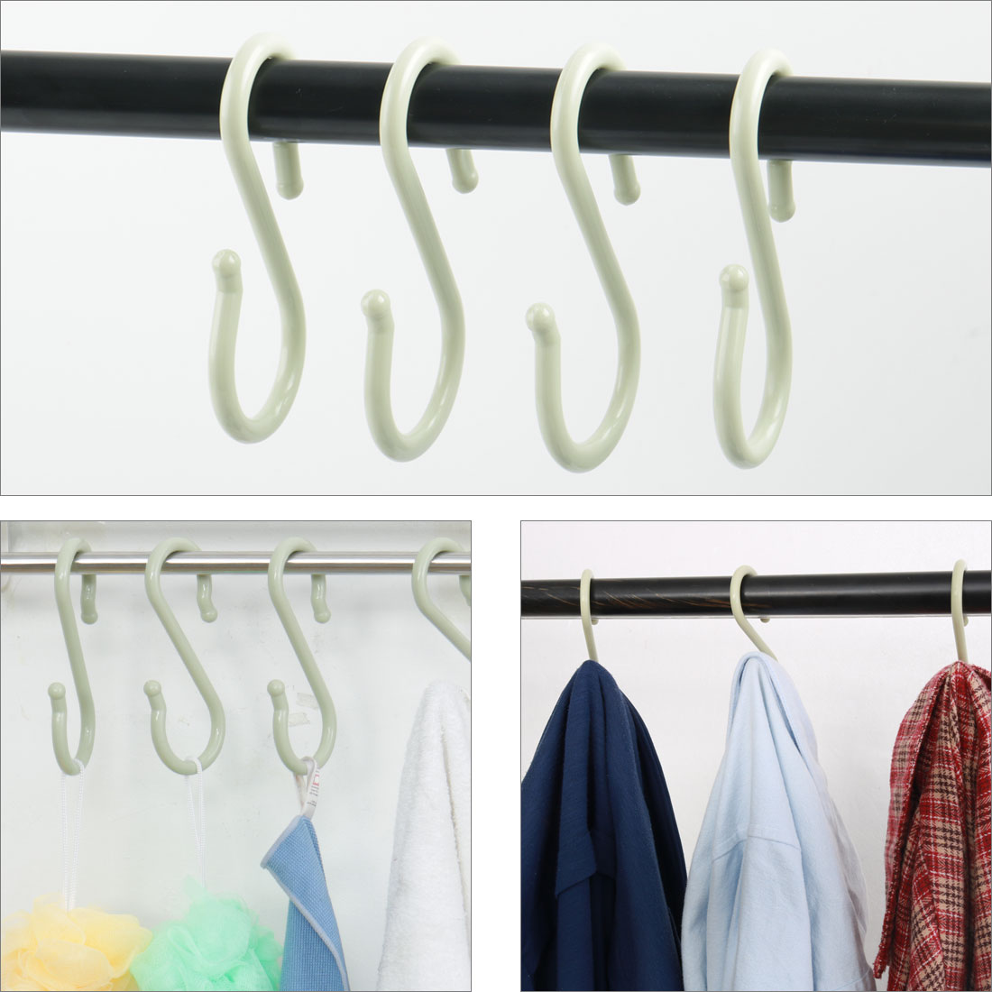 Uxcell 12 Pack S Shape Hooks Plastic Hangers Bedroom Kitchen Bathroom for Pots and Pans Cups Cloth Hanging Light Green - image 3 of 7