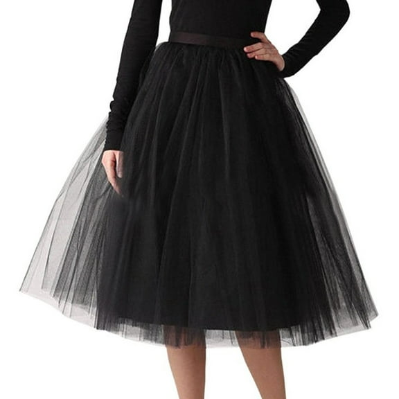 Landzoo Womens Pleated Knee Length Skirt Adult Tutu Dancing Skirt Fashionable Comfortable Casual Women's Skirt