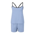 thumbnail image 3 of MKLEKYY Short Deportivo Mujer Casual Color Sólido Suspender Chaleco Pantalones Cortos Pijamas para El Hogar conjunto de Pantalones de Pijama, 3 of 4