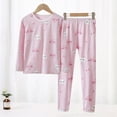 thumbnail image 2 of TOWED22 Baby Toddler Girls Fall Winter Outfits 2pcs CartoonPrint Long Sleeve Round Neck Tee and Relaxed Pants Set Clothes(Pink,7-8 Y), 2 of 6