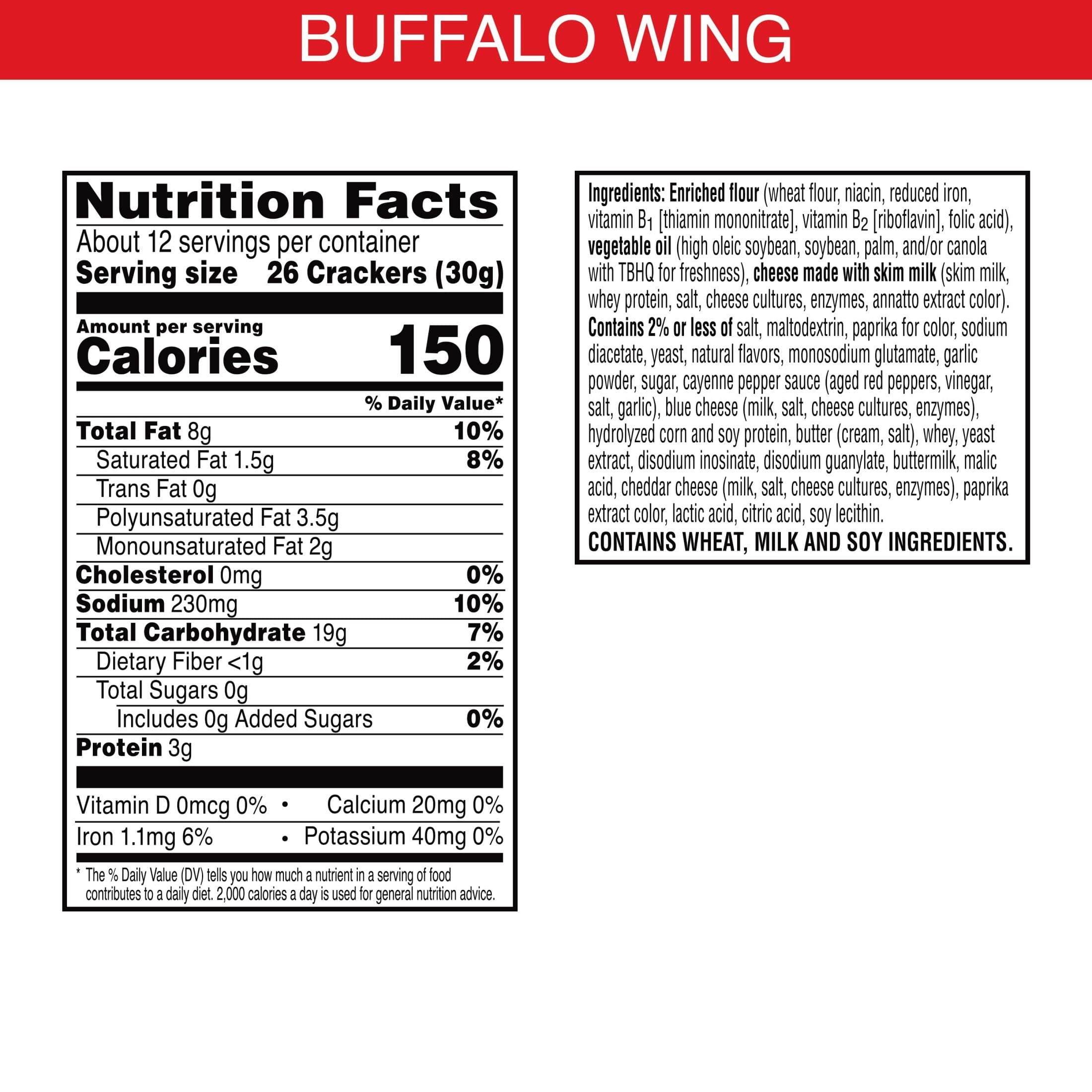 Cheez-It Cheese Crackers Buffalo Wing Backed Snack (Pack of 48)