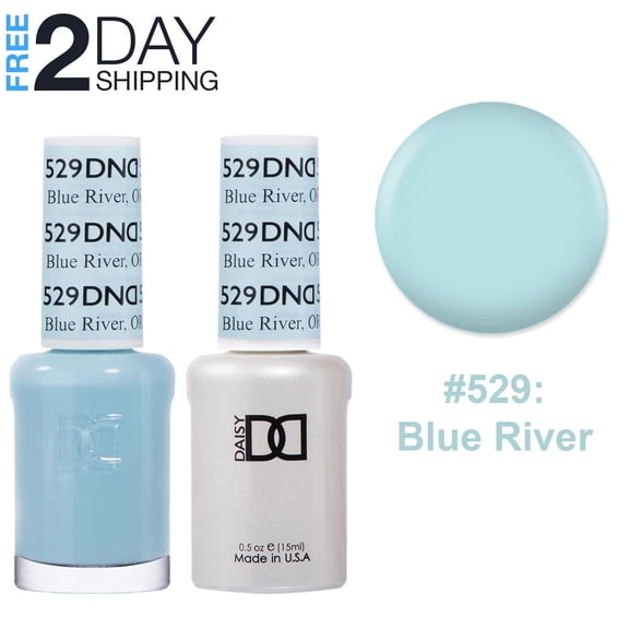 DND Gel Nail Polish & Nail Lacquer Set Soak Off Duo Set - #529 Blue River, 0.5 oz