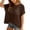 Brown, variant on Womens Spring Tops 2026 Summer Shirts Crochet Cap Short Sleeve Knitted Sweater Pullover Cute Crew Neck Beach Vacation Cover Ups XXL