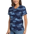thumbnail image 2 of Zufioo Starry Sky Print Women's Classic V-neck T-shirt, V-neck Short-sleeved Tops Home Wear, Suitable for Daily Life, Work, Outdoors-XX-Large, 2 of 8