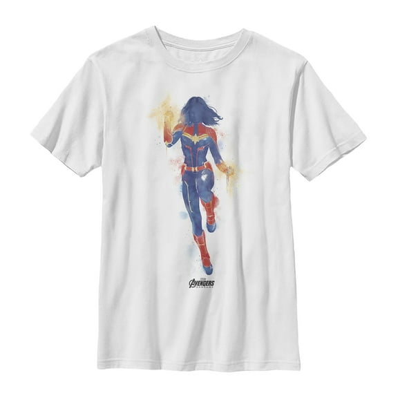 Boy's Marvel Avengers: Endgame Captain Marvel Spray Paint  Graphic Tee White Medium