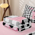 thumbnail image 5 of Manfei Geometric Checkered Print Zipper Queen Comforter Set with Fitted Sheet and 2 Pillowcases,Initial Letter P Zipper Bedding Set,Pink Reversible,4pcs, 5 of 7