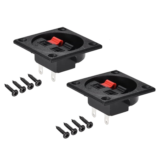 Conector de terminal de altavoz de resorte de 2 vías, clip de liberación push, bloques de terminales de cable de audio negro rojo WP2-7, 2Pcs