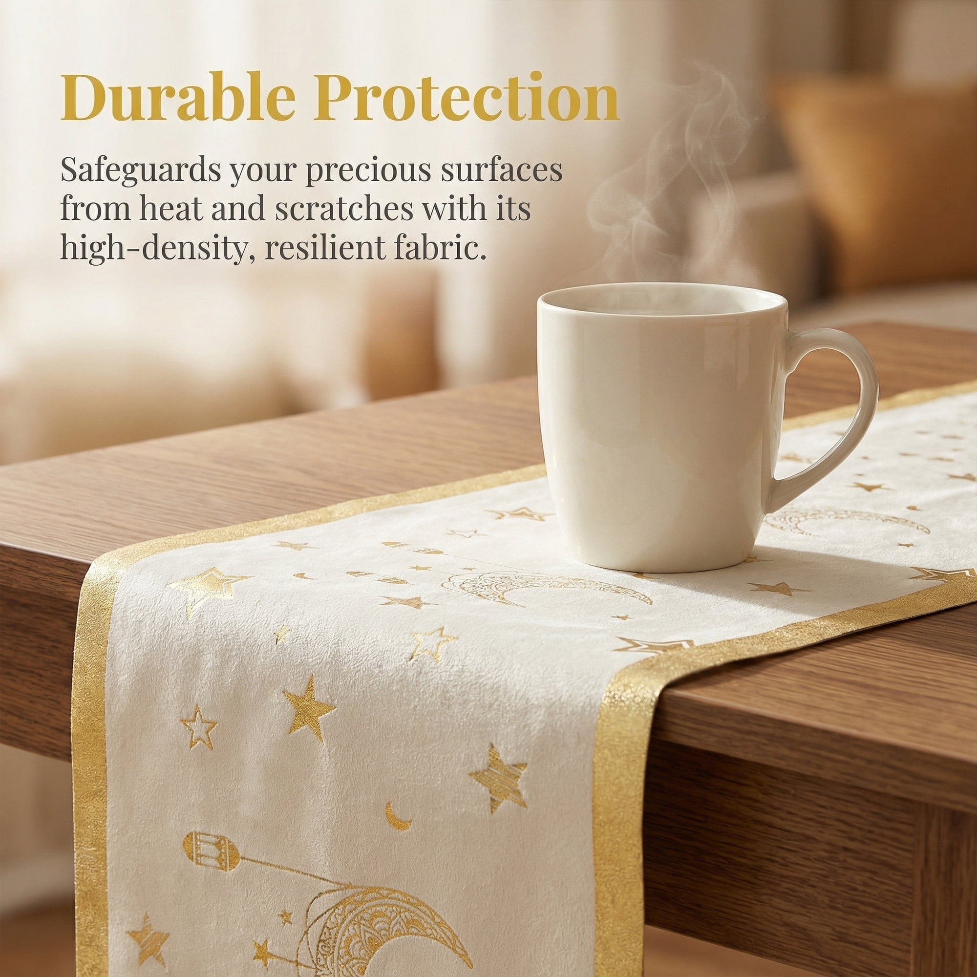 Unique Bargains Long Polyester Kitchen Runner Table Runner for Decor White 13"x82.7"