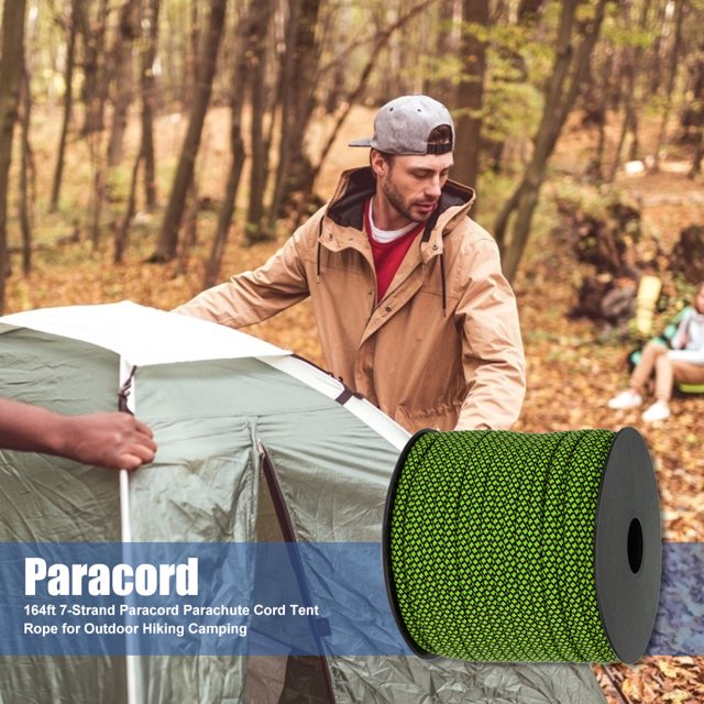 Paracord 164ft Cuerda de tienda de cuerda de paracaídas de 7 hebras para senderismo Camping Verde