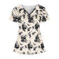 thumbnail image 3 of Camiseta suelta de manga corta con cuello en V informal con estampado de cremallera a la moda para mujer OAVQHLG3B Store  lin121212, 3 of 3