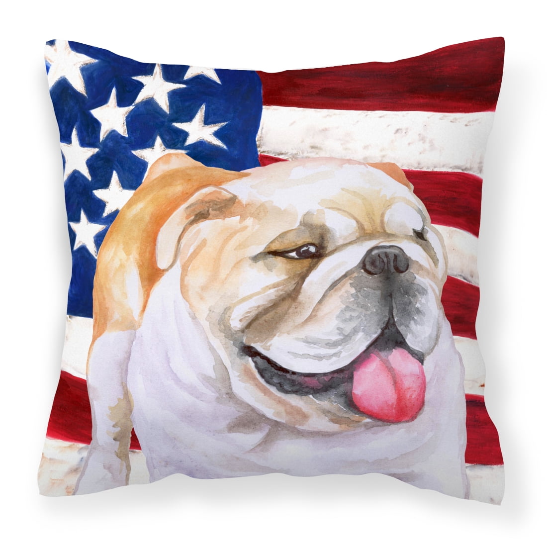 English Bulldog Patriotic Fabric Decorative Pillow
