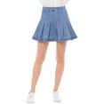thumbnail image 1 of MixMatchy Women's High Waisted Pleated Denim Tennis Mini Skirt with Side Zipper, 1 of 6